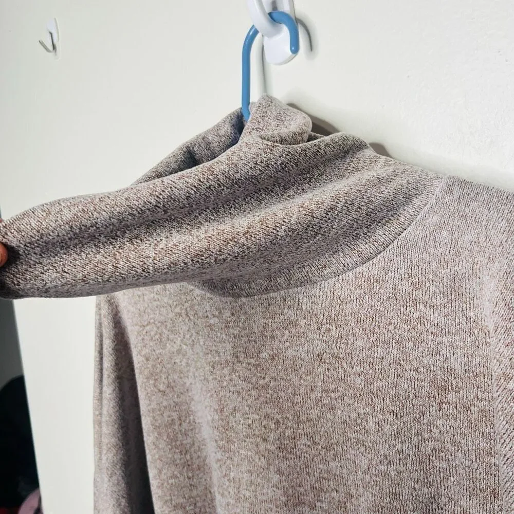 Zenana Brown Cream Cowl Neck Longsleeve Shirt Flowy Comfortable Athleisure Sz 2X
